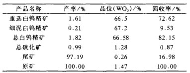 重-浮聯(lián)合選別結(jié)果